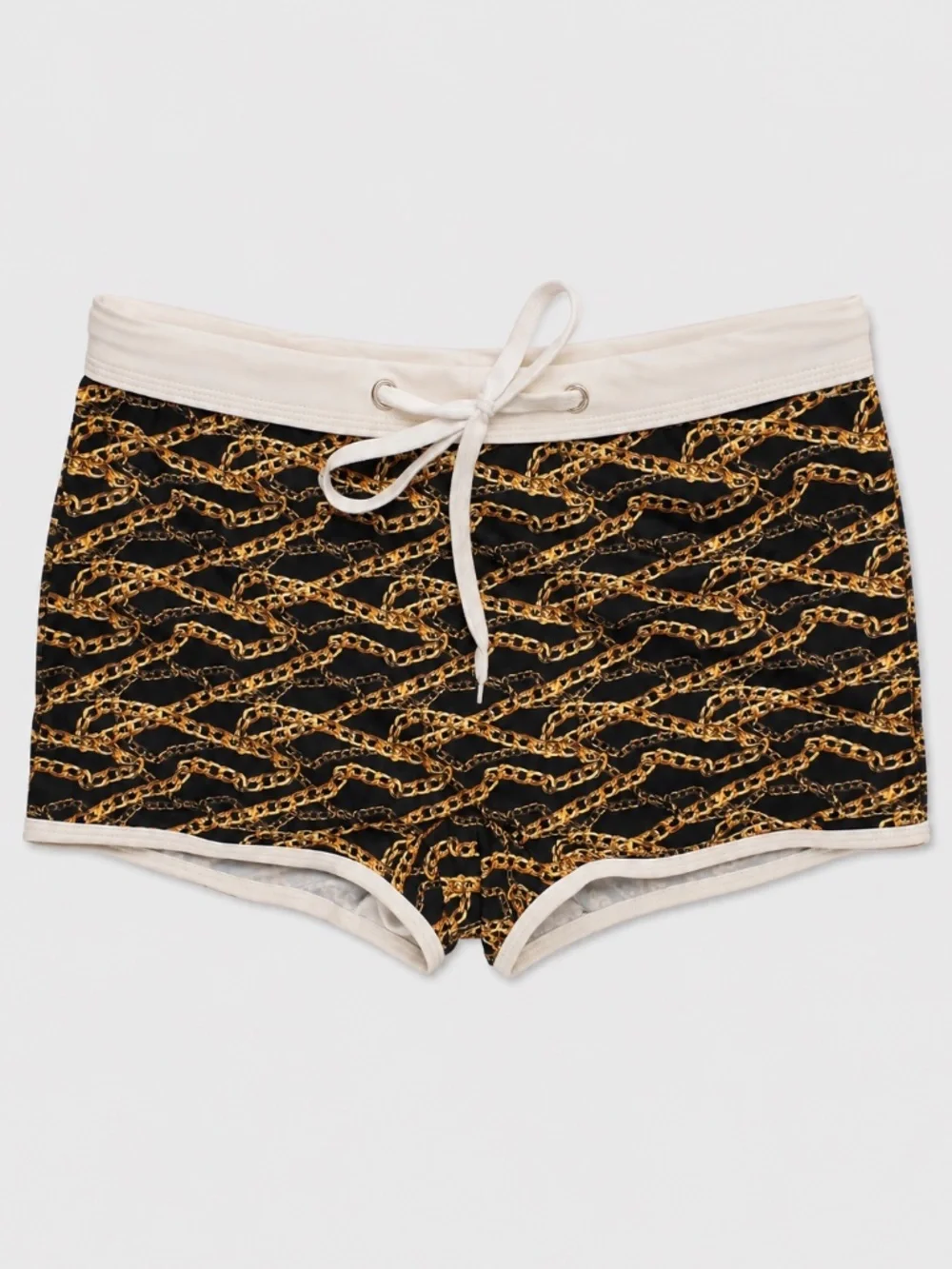 JJ Malibu Gold Chain Print Swim Trunks Black White SIZE MEDIUM 2.5